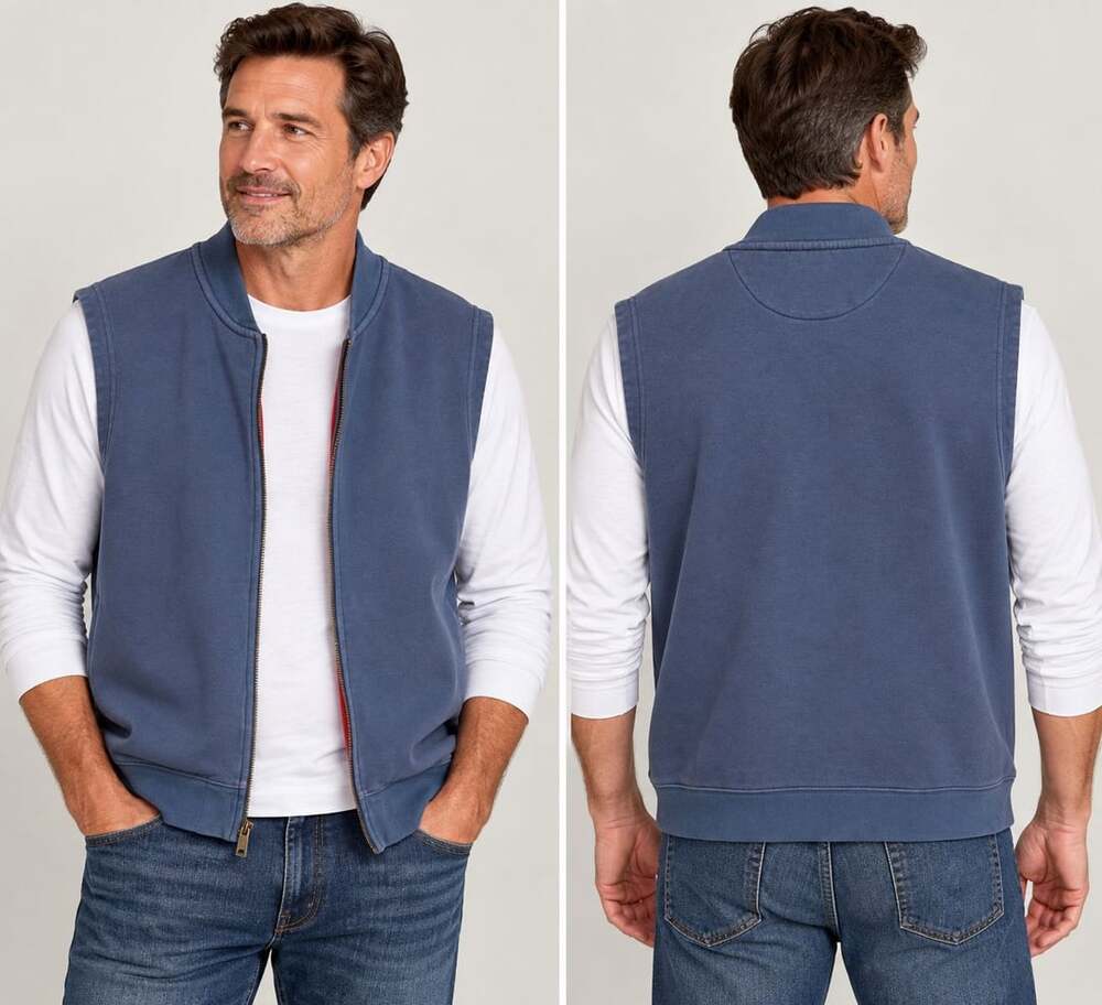 Pendleton Full Zip Vest Size L Blue Fleece Lined